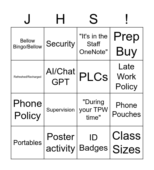 Back to School Raven Bingo 2025 Bingo Card