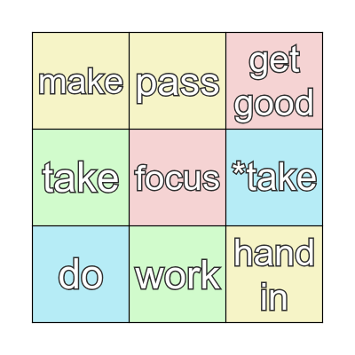 School life Bingo Card