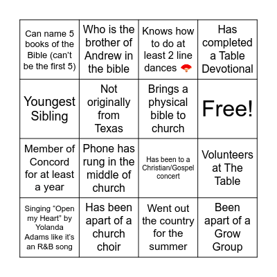 TheTable Bingo Card