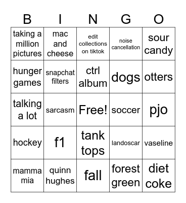 scar’s bingo Card