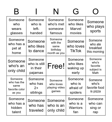 Human Bingo Card