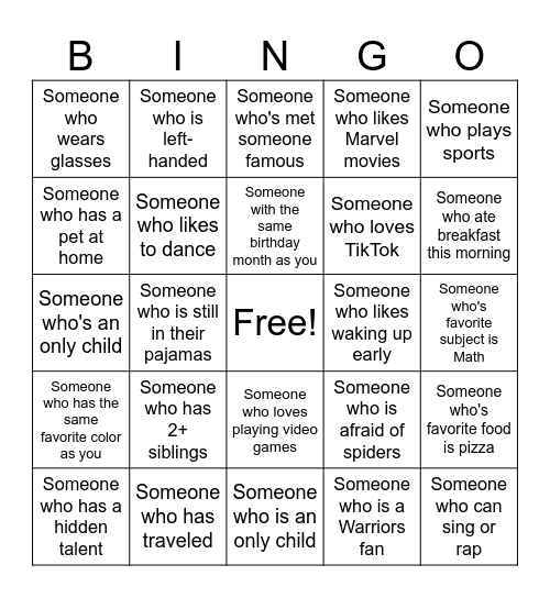 Human Bingo Card