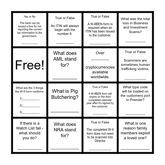 BSA BINGO Card