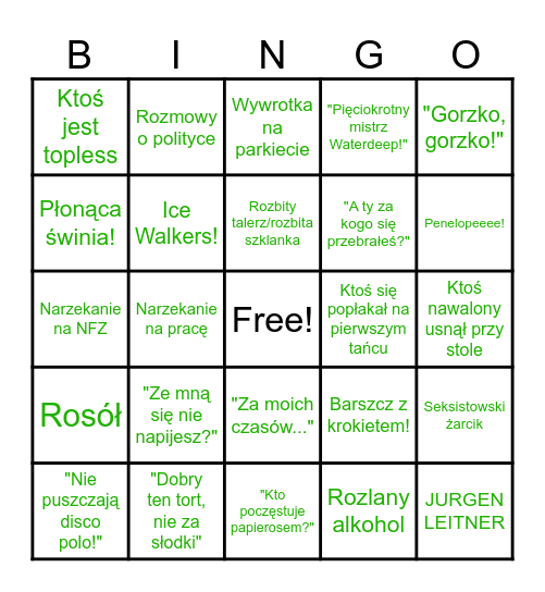 Weselmy się Bingo Card