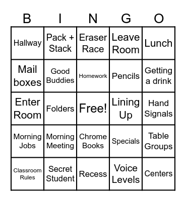 Back to School! Bingo Card