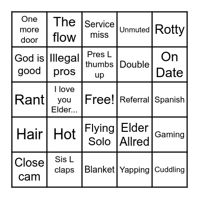Mission Prayer Bingo Card