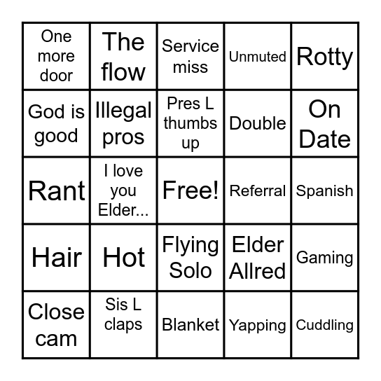 Mission Prayer Bingo Card