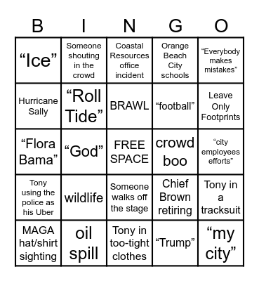 OBA Mayoral Debate Bingo Card