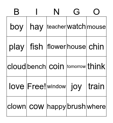 Phonics 2 Bingo Card