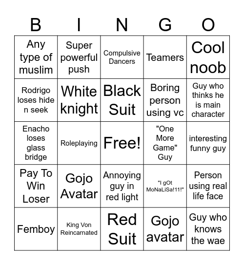 ink game Bingo Card