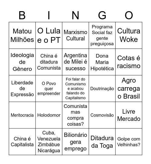 Bingo da Direita Bingo Card