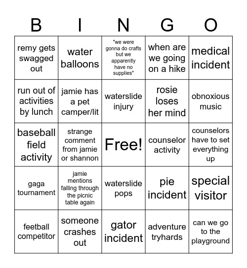 esker carnival bingo Card