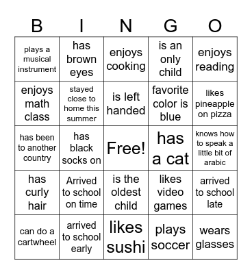 Mrs. Rania's Bingo! Bingo Card