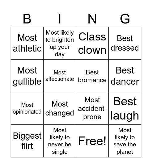 Hey you! Bingo Card