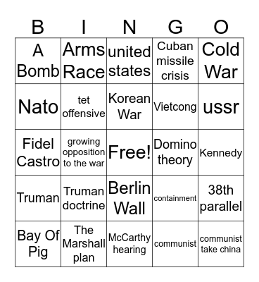 The Cold War  Bingo Card