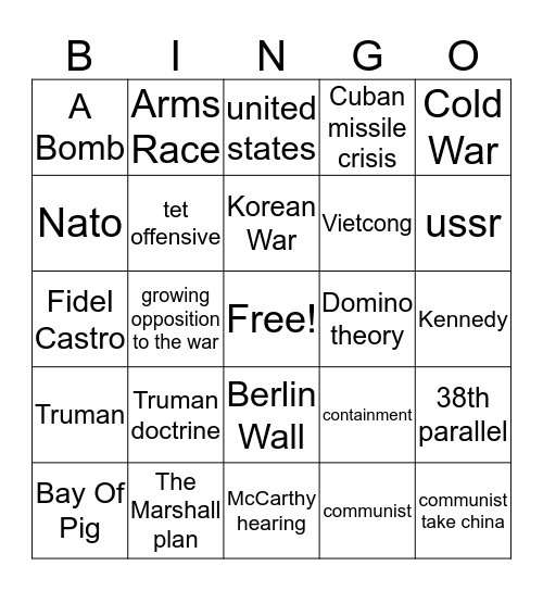 The Cold War  Bingo Card