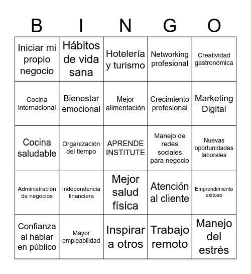 BENEFICIOS DE VIDA Bingo Card