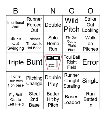 Baseball BINGO Card