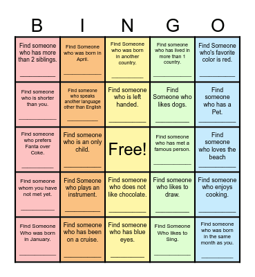 Find Someone Who... Bingo Card
