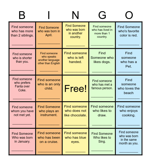 Find Someone Who... Bingo Card