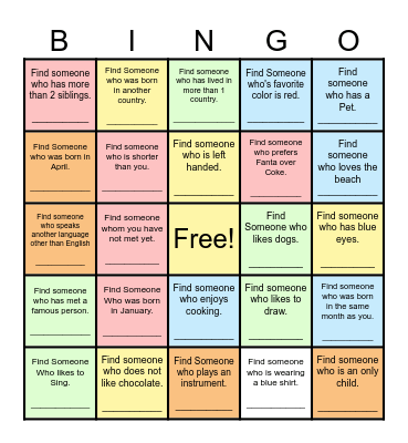 Find Someone Who... Bingo Card