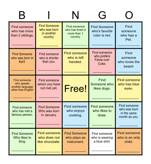 Find Someone Who... Bingo Card