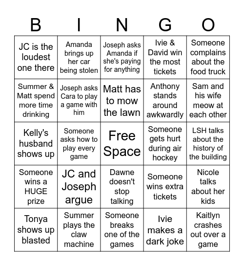 HQU Arcade Bingo Card