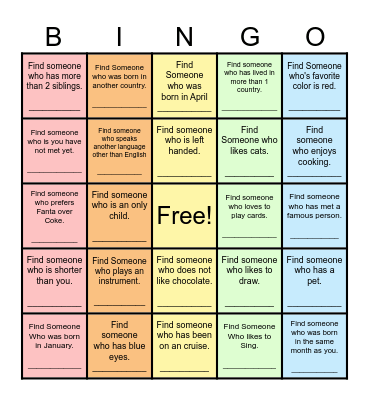 Find Someone Who... Bingo Card