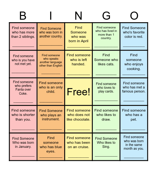 Find Someone Who... Bingo Card