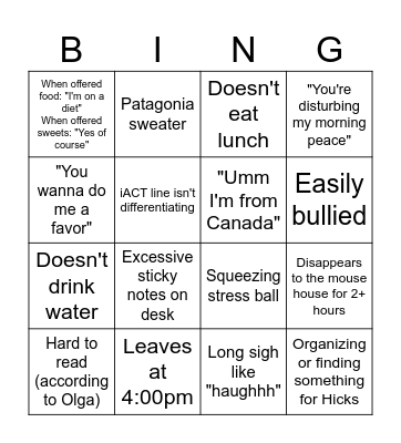 Nick Bingo Card