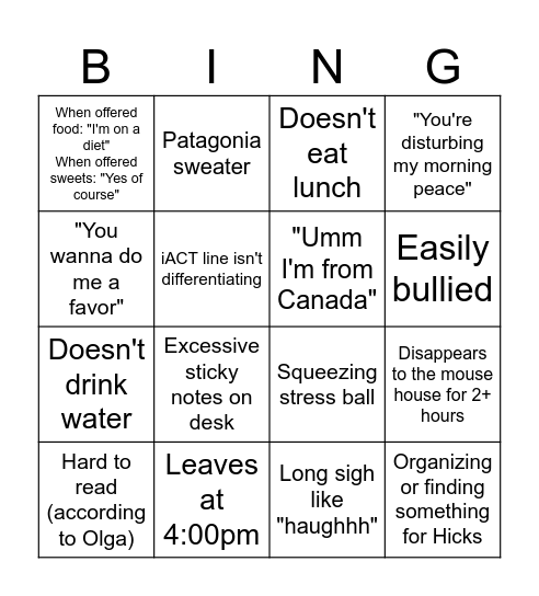 Nick Bingo Card