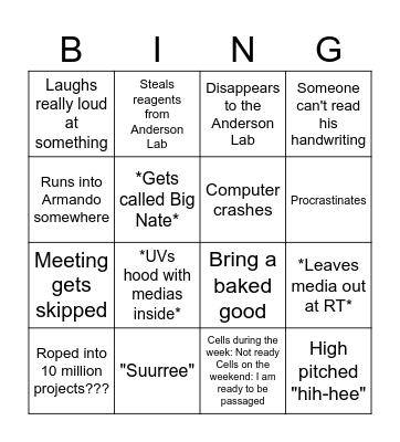 Nate Bingo Card