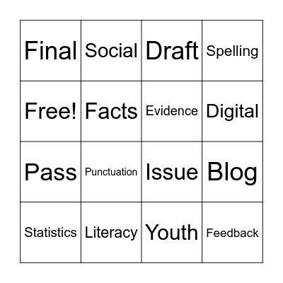 Literacy Bingo Card