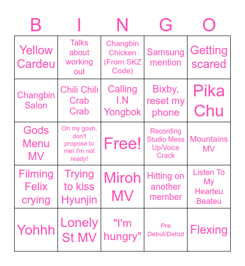 BINNIE BINGO Card