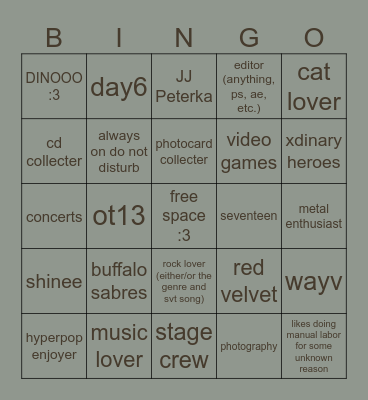 care bingo Card