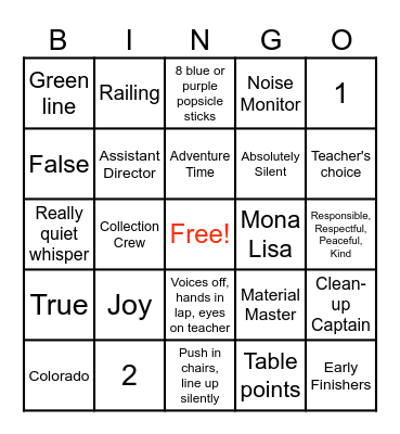 Art Expectations Bingo Card