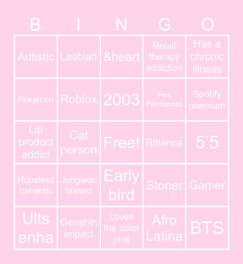 LUNE BINGO Card