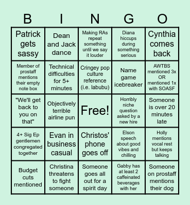 RAT 2025 Bingo Card