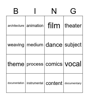 MUSIC & ART Bingo Card