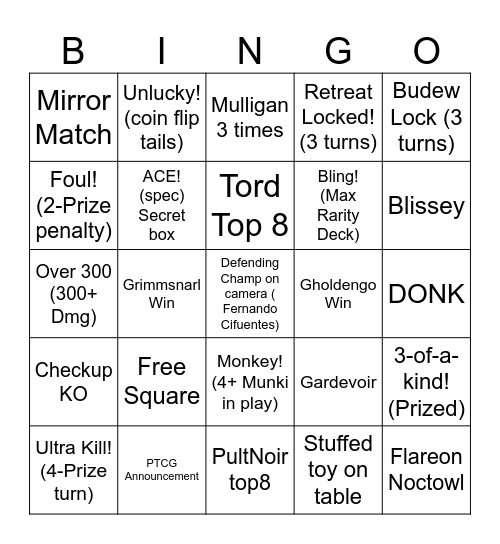 PTCG Worlds 2025 Bingo Card
