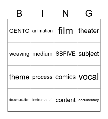 MUSIC & ART Bingo Card