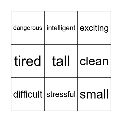 Personality Bingo Card