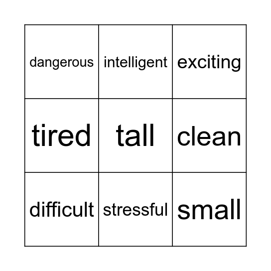 Personality Bingo Card