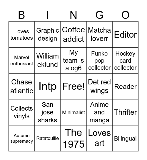 Dee’s bingo Card