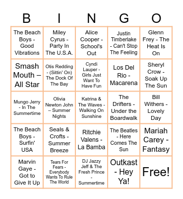SUMMER TIME Bingo Card