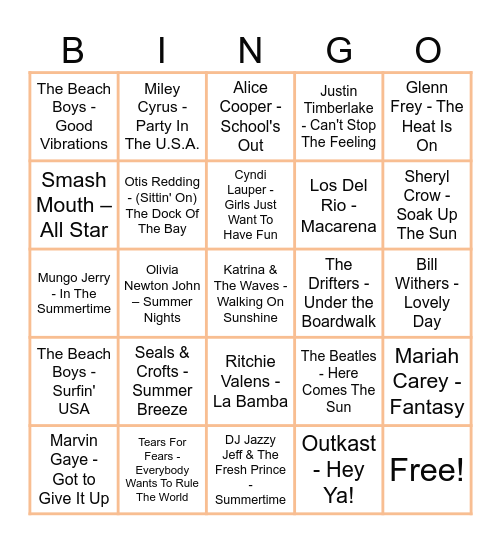 SUMMER TIME Bingo Card