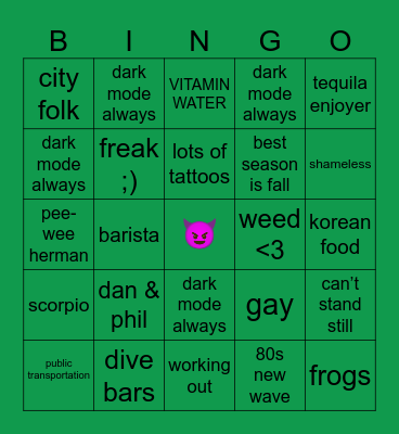 EVAN Bingo Card