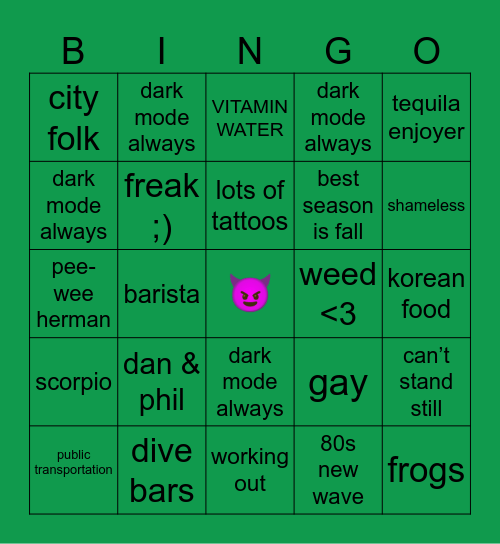 EVAN Bingo Card