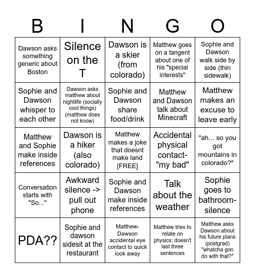 Matthew Third Wheel Parlay Bingo Card