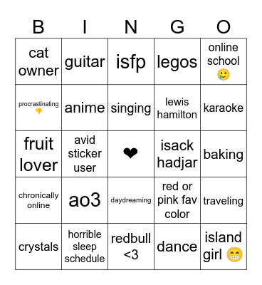 nesie bingo ! Bingo Card